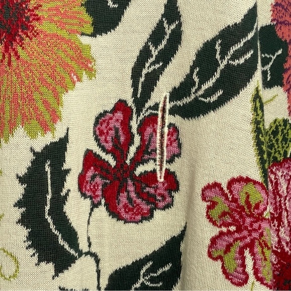 Didier Parakian Floral Multicolored Knit Poncho Sweater With Cowl Neckline O/S - Picture 8 of 13